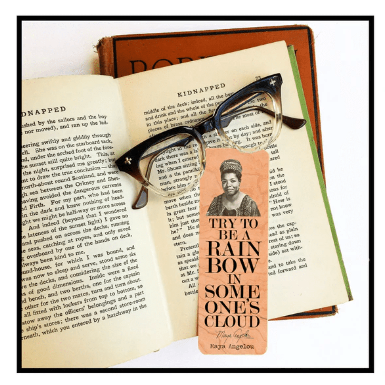 Try to be a rainbow in someone's cloud. - Maya Angelou - Wood Bookmark - Sienna & Slate