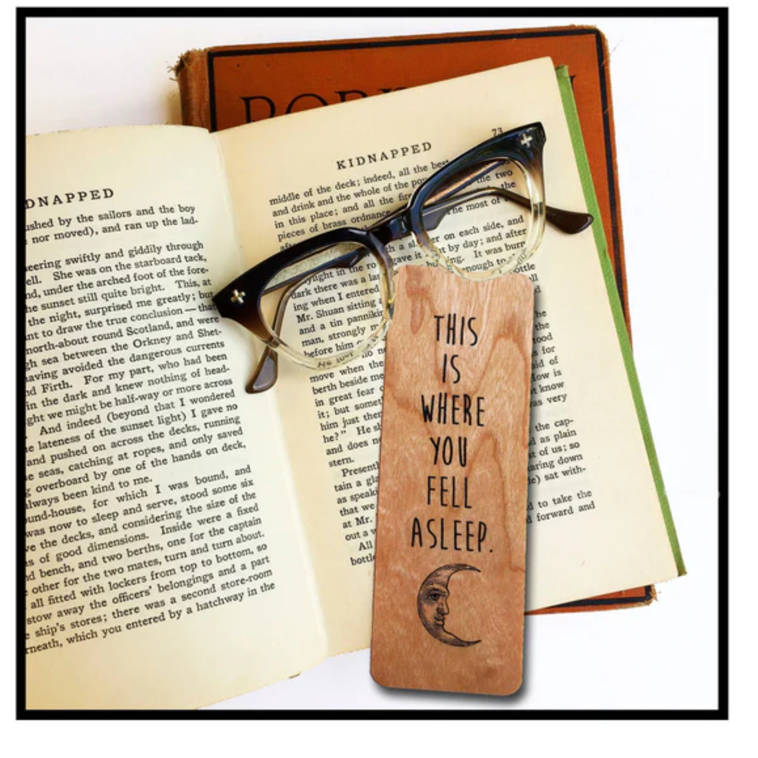 This is where you fell asleep. - Wood Bookmark