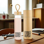 Hydrate, Study, Repeat Glass Bottle w/ Bamboo Lid - Sienna & Slate