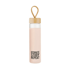 Hydrate, Study, Repeat Glass Bottle w/ Bamboo Lid - Sienna & Slate