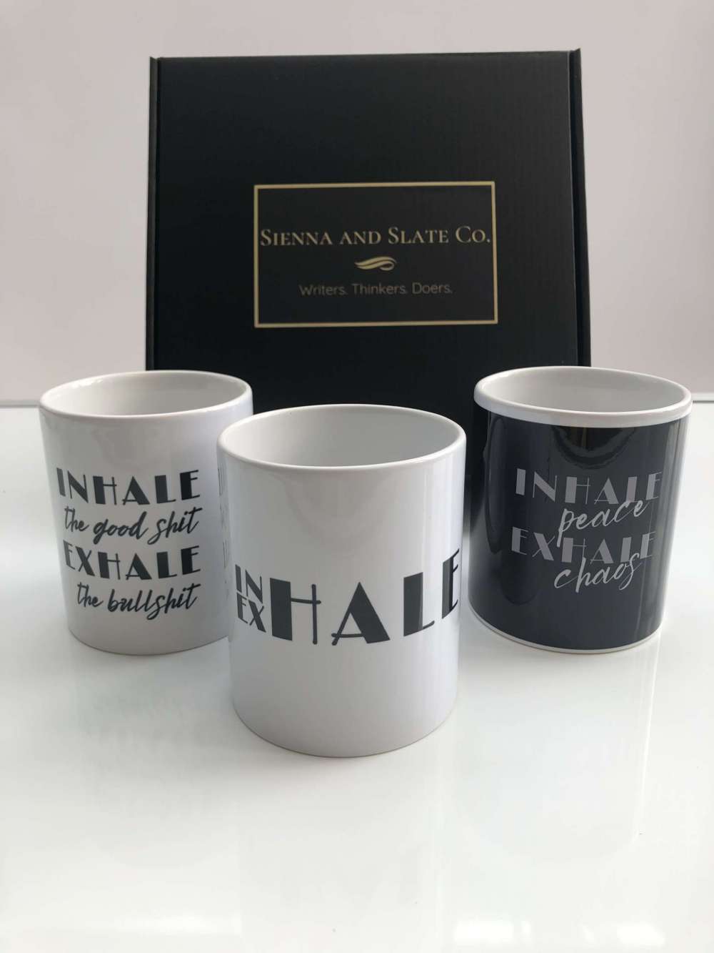 Inhale/Exhale mugs